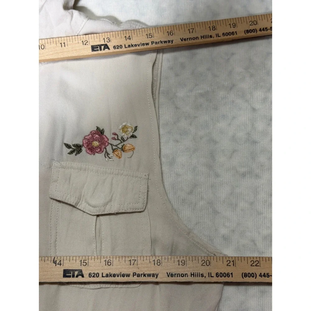 Ashley by 26 International Cream Floral Embroidered Utility Vest‎ XL Downtown